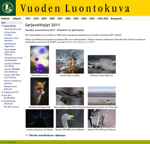 Vuoden Luontokuva 2011 -finalistit on julkistettu.