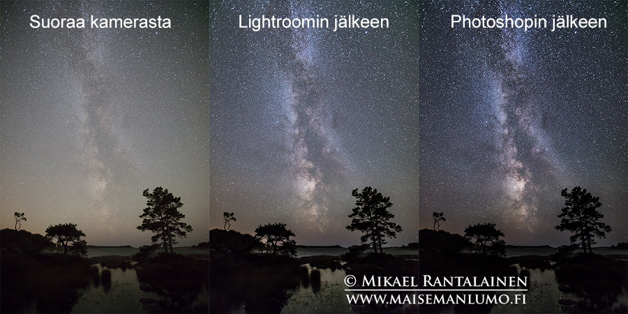 Linkki Linnunrata-kuvan käsittely Lightroomissa ja Photoshopissa -artikkeliin